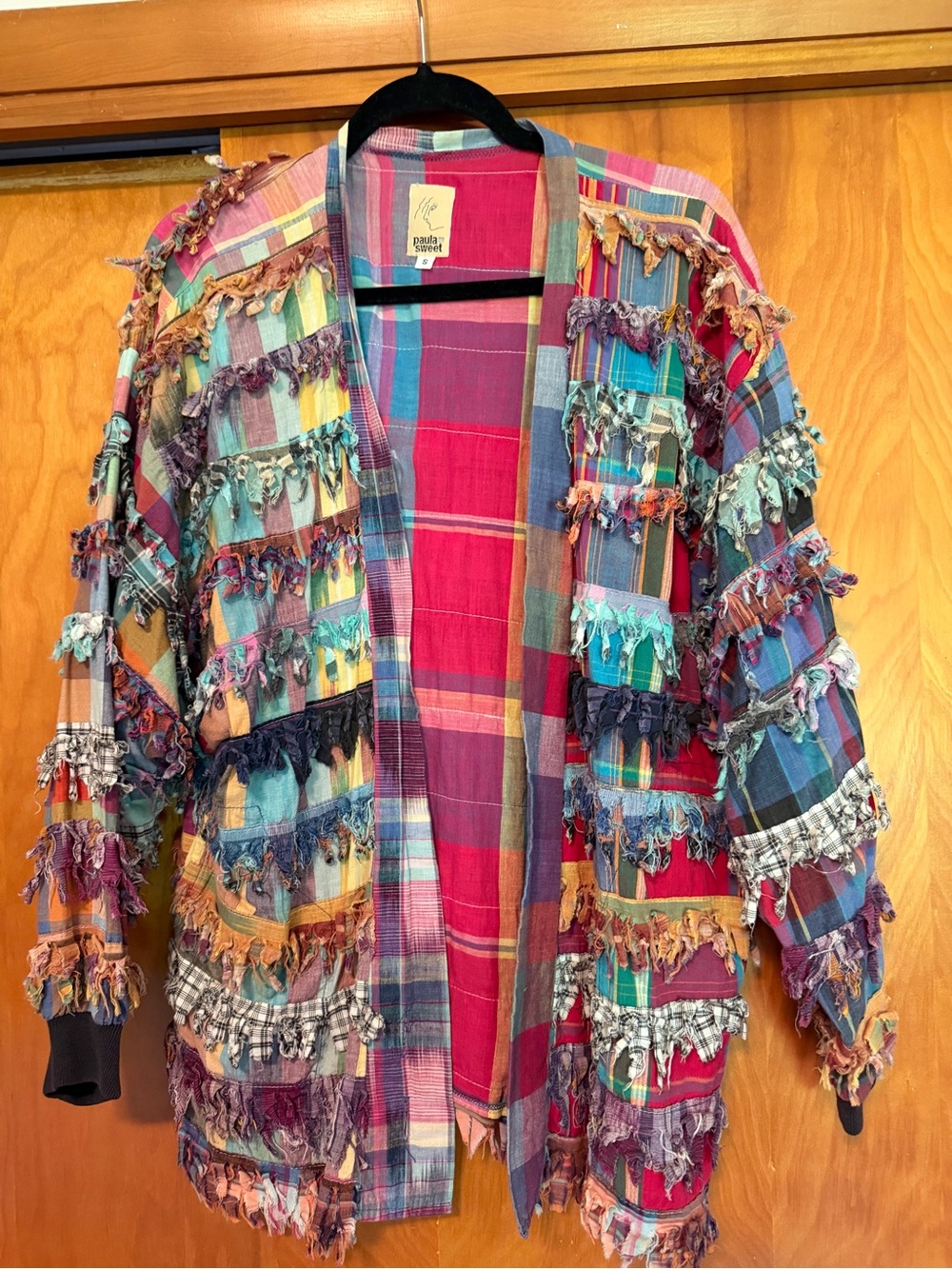 KEREN hart Multicolor Patchwork Fringe Utility Jacket